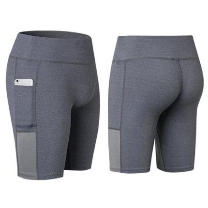 Size: Small,Color: Gray - All Seasons Yoga Shorts Stretchable With Phone Pocket