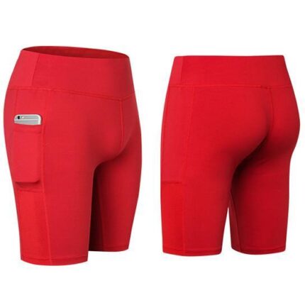 Size: X-Large,Color: Red - All Seasons Yoga Shorts Stretchable With Phone Pocket