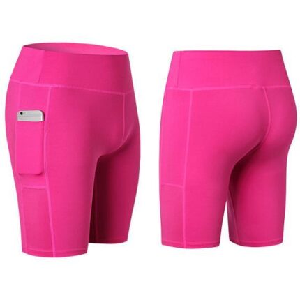 Size: X-Large,Color: Pink - All Seasons Yoga Shorts Stretchable With Phone Pocket