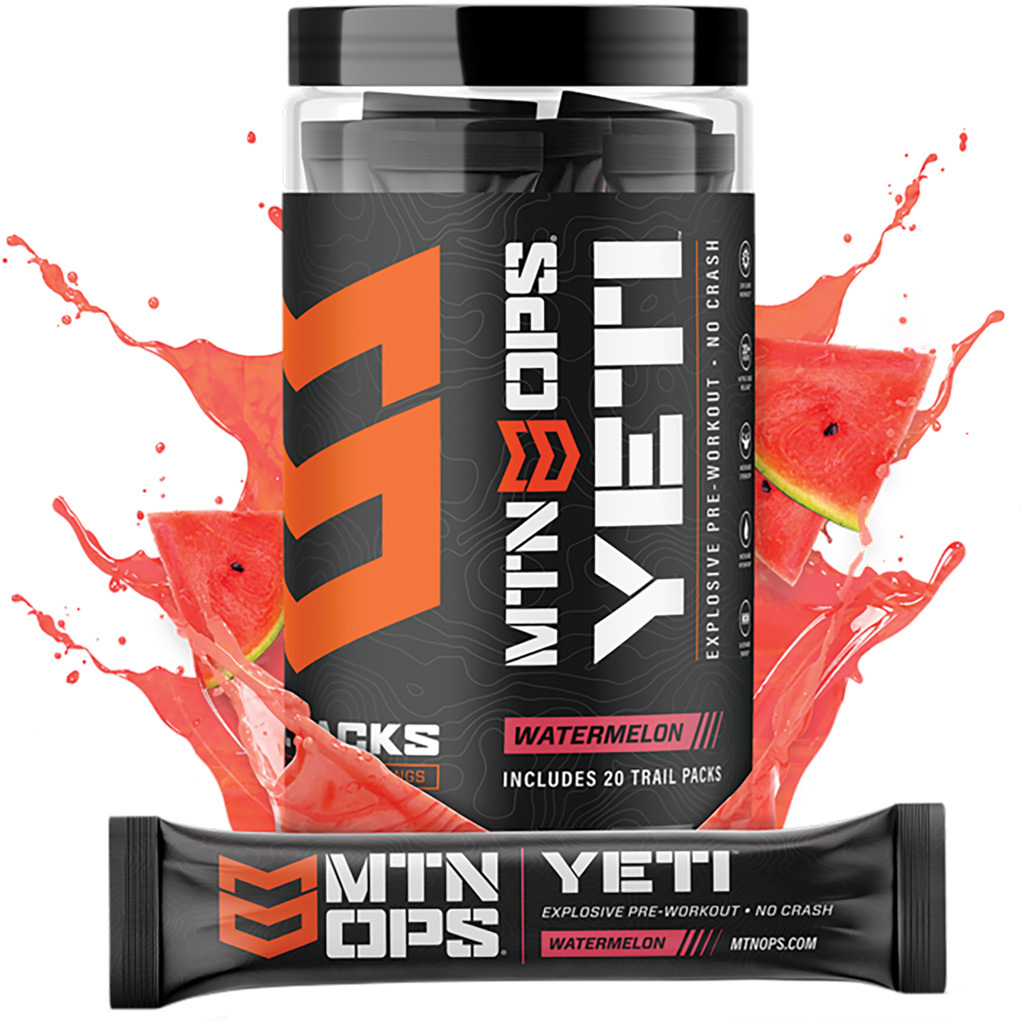 721357.jpg MTN OPS Yeti Preworkout Watermelon Trail Packs 20 ct. - Image 1