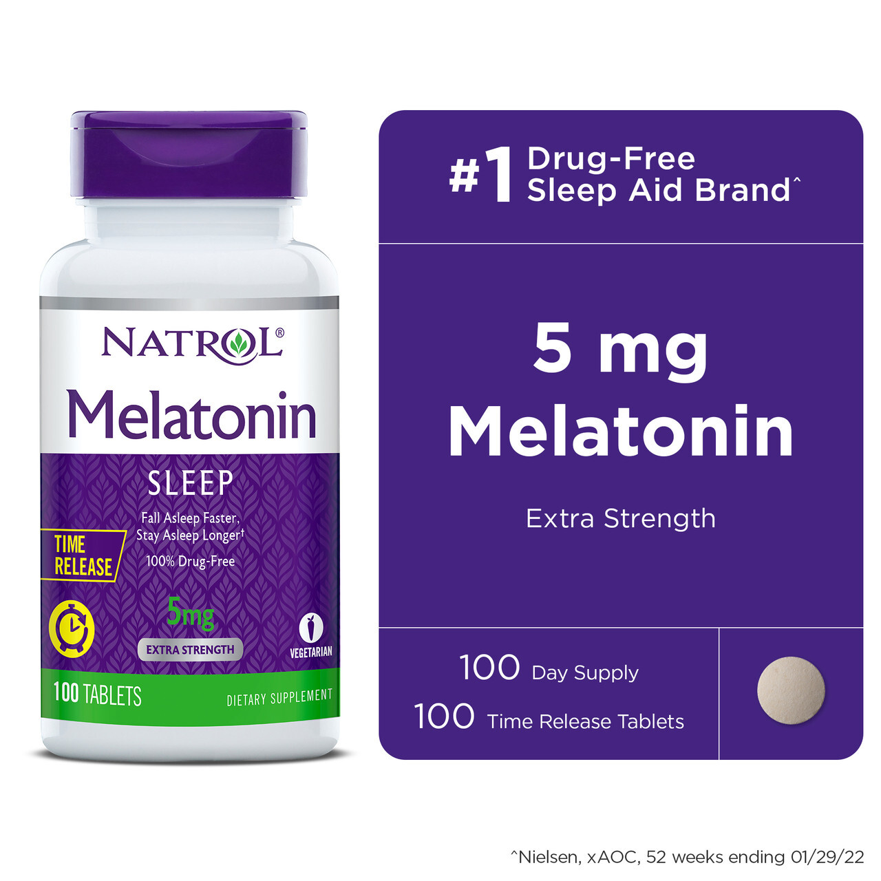B-46947-1PK.jpg Natrol Melatonin 5 Mg Time Release (1x100 TAB) - Image 1