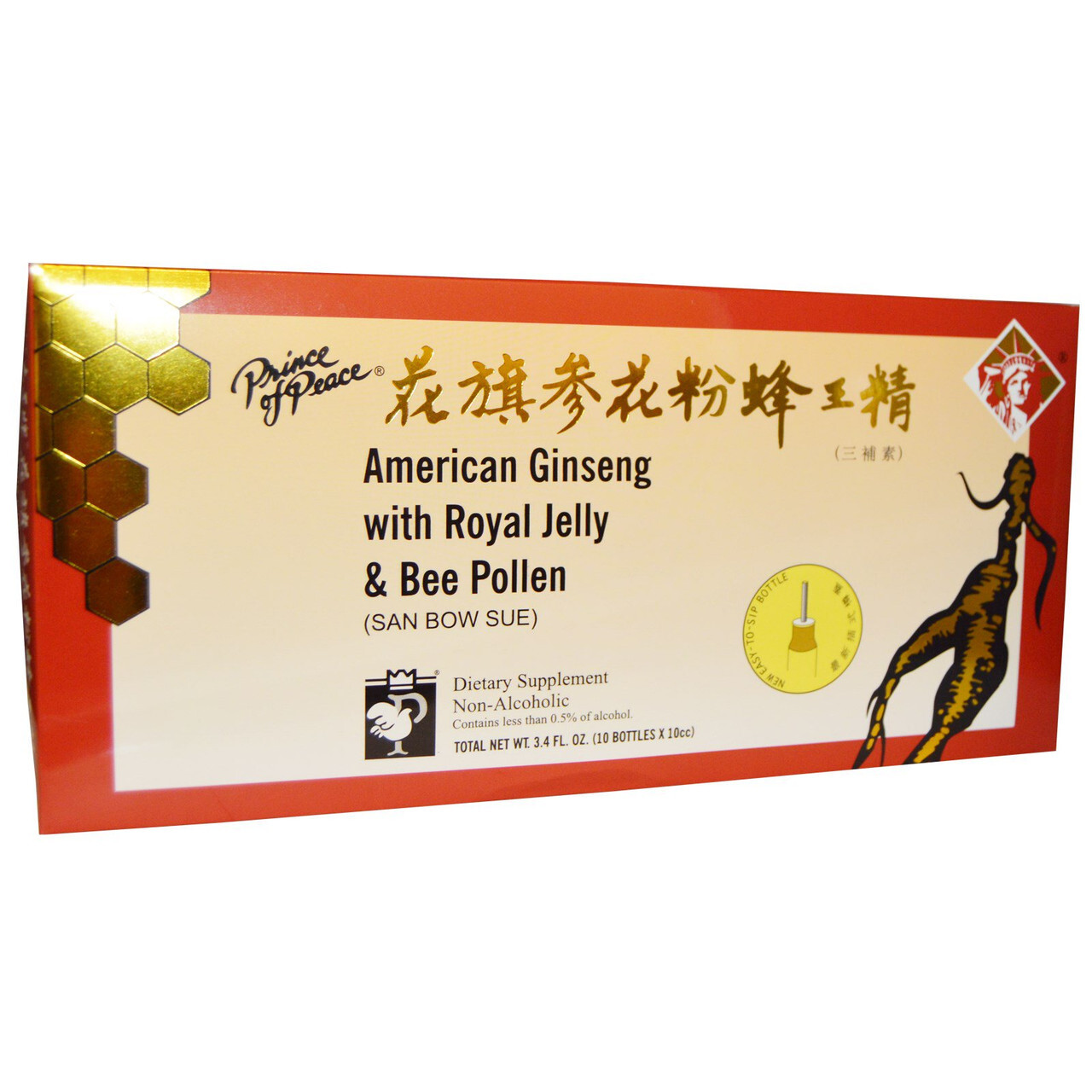 B-58752-1PK.jpg Prince Of Peace American Ginseng Royal Jelly With Bee (1x10X10 CC) - Image 1