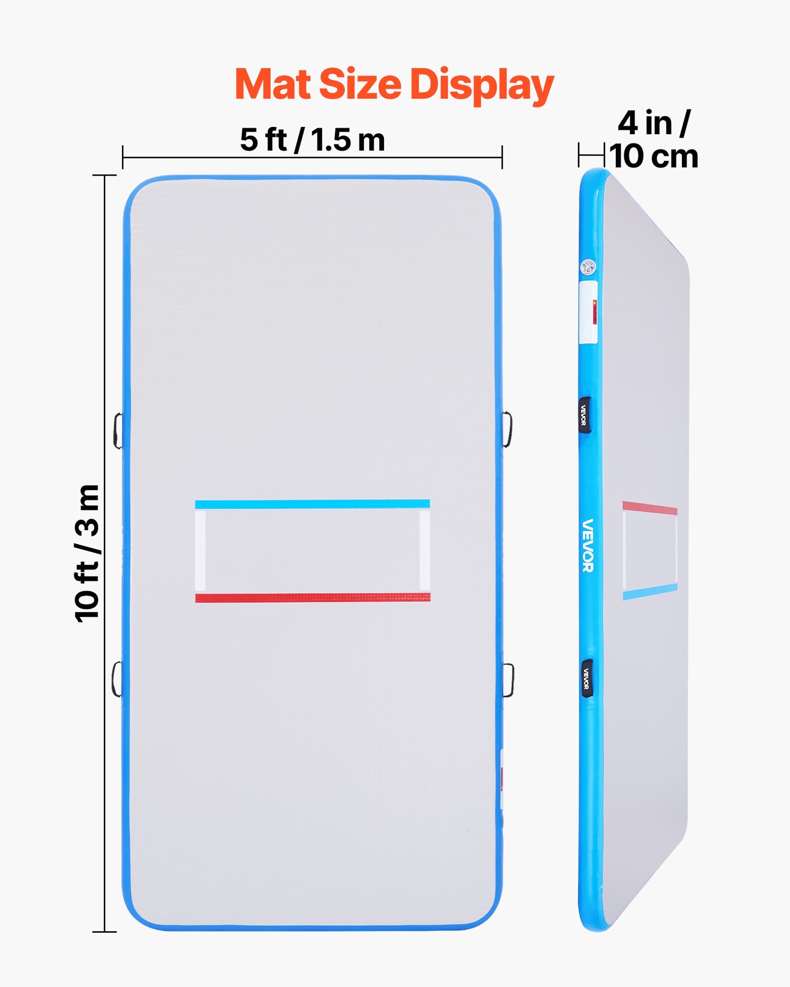 CQKSJD105FTLDRECN001V1.jpg 10x5 ft Wrestling Mat Inflatable, Martial Arts Thick Mat for Outdoor Indoor Home Gym Exercise, PVC Foldable Training Mats with 600W Air Pump, for Gymnastics Tatami Jiu Jitsu BJJ MMA Judo, Gray - Image 1