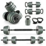 Adjustable Weight Dumbbell Set with Connector-Black & Gray - Color: Black & Gray