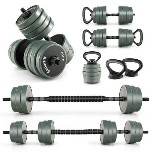 FH10068DK-LB.jpg Adjustable Weight Dumbbell Set with Connector-Black & Gray - Color: Black & Gray - Image 1