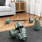 Adjustable Weight Dumbbell Set with Connector-Black & Gray - Image 2