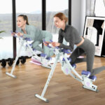 Ab Machine with LCD Monitor and 4 Adjustable Heights-Purple - Image 2