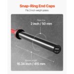 7FT Barbell Bar, Fits 2-Inch Weight Plates, Barbell Bar with Knurled Grip for Strength Training, Weightlifting, Squat, Deadlift, Bench Press, Curl, Overhead Press, 1000lbs/453kg Capacity - Image 4