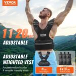 Adjustable Weighted Vest, 11-20lb Weight Vest with 6 Ironsand Weights and  Reflective Stripe, Body Weight Vest Exercise Set for Men Women, Workout Equipment for Strength Training Running Jogging - Image 2