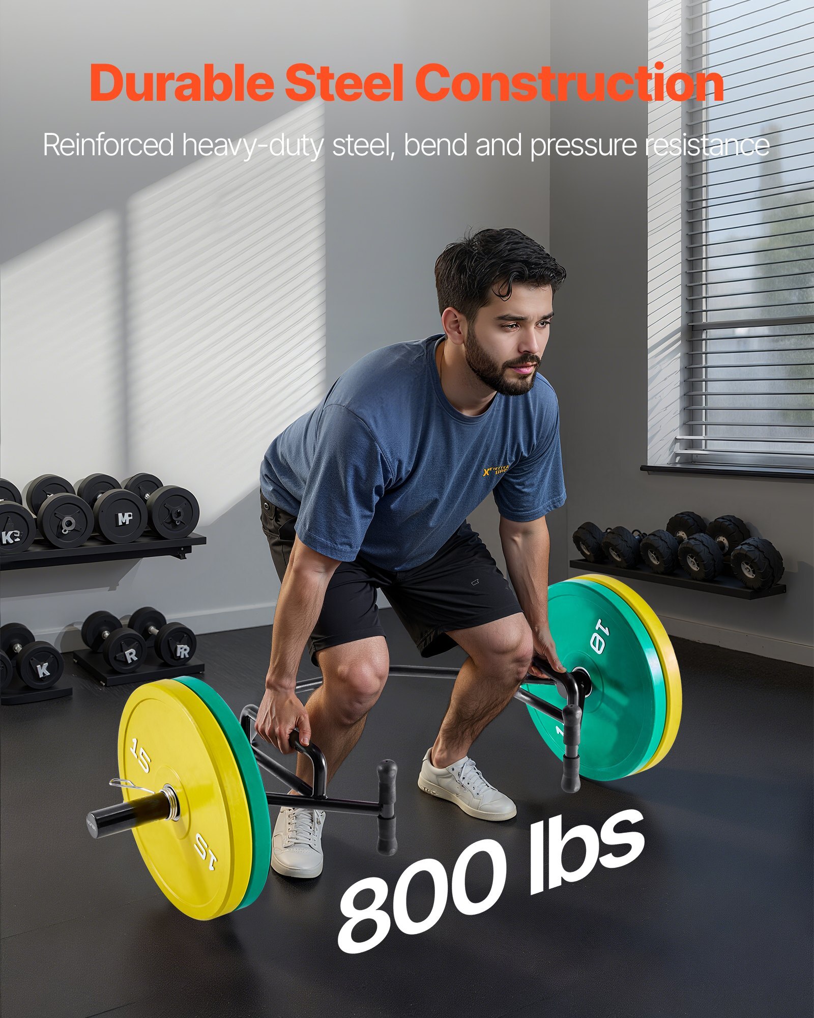 KFSLJYLGDTJH6D4YT001V0.jpg Trap Bar Hex Bar, Open-Ended Frame Hex Barbell, 2-Inch 800 LBS Capacity Shrug Bars with Knurled Grips, Weightlifting and Strength Training Equipment, Home Gym for Squats Deadlifts Shoulder Press - Image 1