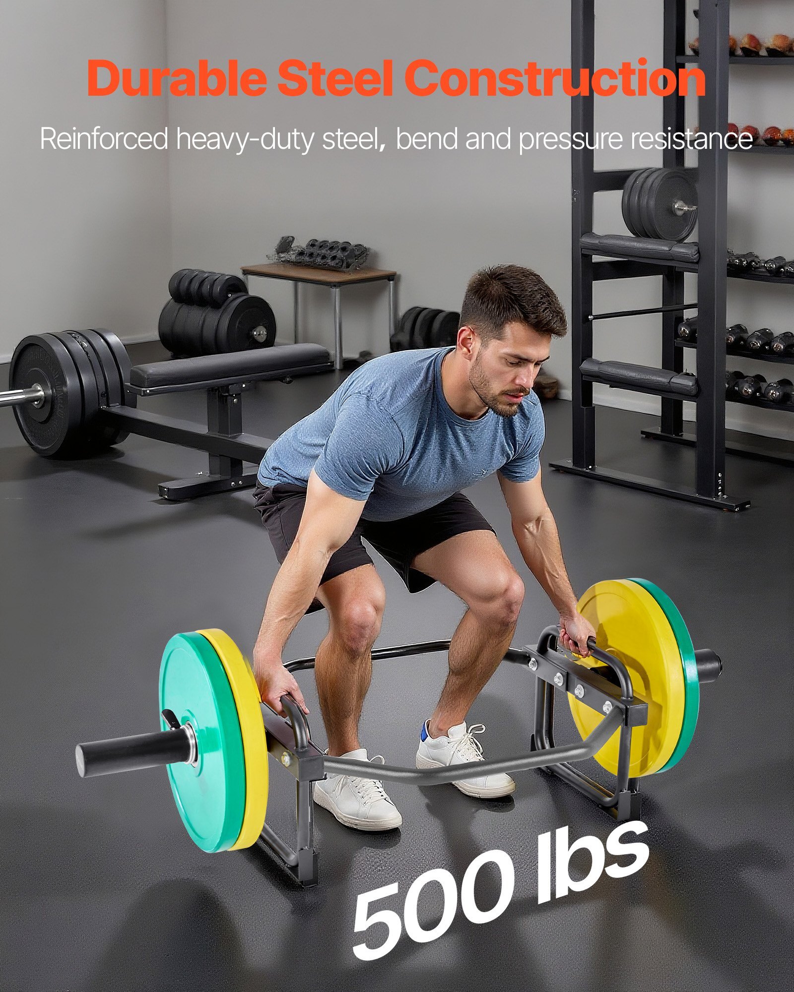 LJYLGHSKCX502V6LG001V0.jpg Trap Bar Hex Bar, 2-Inch Hex Barbell, 500 LBS Capacity Shrug Bars, Weightlifting and Strength Training Equipment, Home Gym for Squats, Deadlifts, Shoulder Presses, Black - Image 1