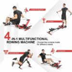4-in-1 Folding Rowing Machine with Control Panel for Home Gym - Color: Red - Image 5