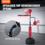 Boxing Speed Trainer, Punching Bag with Stand, Reflex Boxing Bag for Teens & Adults, Height Adjustable Free Standing Strike Bag Set with Gloves, Workout Speed Bag for Home Gym Training, Red - Image 2