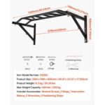 Pull Up Bar, Multi-Grip Wall Mounted Pull Ups, 50 in Width Multifunctional Chin Up Training Station, Heavy Duty Steel Upper Body Workout Bars with Hangers, 440 lbs Weight Capacity, for Home Gym - Image 6
