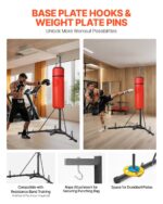Punching Bag Stand, Steel Heavy Duty Workout Training Equipment, Adjustable Height Boxing Punching Stand with Weighted Base, Holds Up to 140 lbs, Freestanding Sandbag Rack for Home Gym Fitness - Image 2