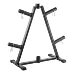 Weight Plate Rack, A Frame Weight Plate Tree for 2-Inch Weight Plates, Standard Weight Plate Tree, 300 lbs Load Capacity Weight Storage Holder, Home Gym Barbell Rack Storage Stand, Black