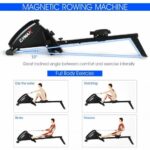 Foldable Magnetic Quiet Operated Fitness Rowing Machine with 10 Level Adjustable Resistance - Color: Black - Image 4
