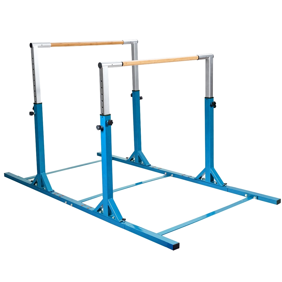 SP36978BL-.jpg Kids Double Horizontal Bars Gymnastic Training Parallel Bars Adjustable-Blue - Color: Blue - Image 1