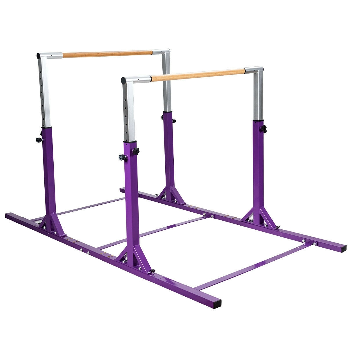 SP36978PU-.jpg Kids Double Horizontal Bars Gymnastic Training Parallel Bars Adjustable-Purple - Color: Purple - Image 1