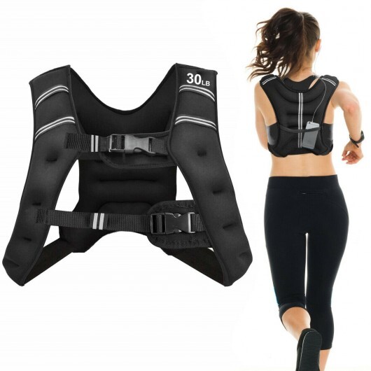SP37184.jpg 30LBS Workout Weighted Vest with Mesh Bag Adjustable Buckle-30 lbs - Color: Black - Size: 30 lbs - Image 1