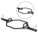 56 Inch Olympic Hexagon Deadlift Trap Bar with Folding Grips Powerlifting-Black - Color: Black