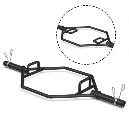 SP37185BK.jpg 56 Inch Olympic Hexagon Deadlift Trap Bar with Folding Grips Powerlifting-Black - Color: Black - Image 1