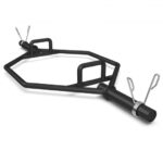 56 Inch Olympic Hexagon Deadlift Trap Bar with Folding Grips Powerlifting-Black - Color: Black - Image 5