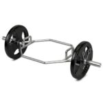 56 Inch Olympic Hexagon Deadlift Trap Bar with Folding Grips Powerlifting-Sliver - Color: Silver