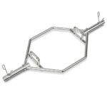 56 Inch Olympic Hexagon Deadlift Trap Bar with Folding Grips Powerlifting-Sliver - Color: Silver - Image 3
