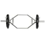 56 Inch Olympic Hexagon Deadlift Trap Bar with Folding Grips Powerlifting-Sliver - Color: Silver - Image 4