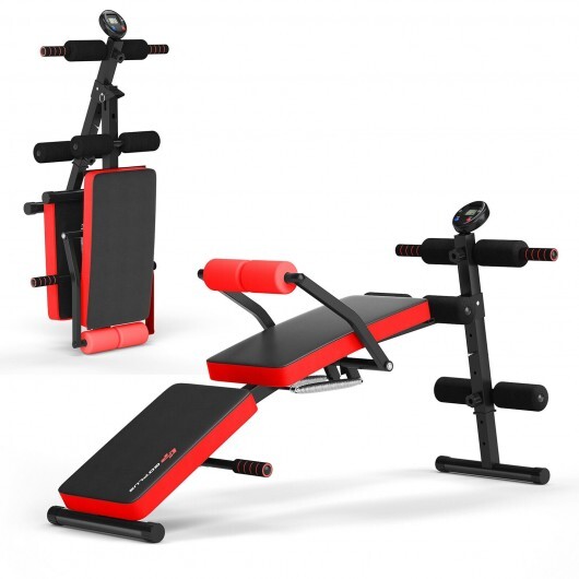 SP37305.jpg Adjustable Sit Up Bench with LCD Monitor-Red - Image 1
