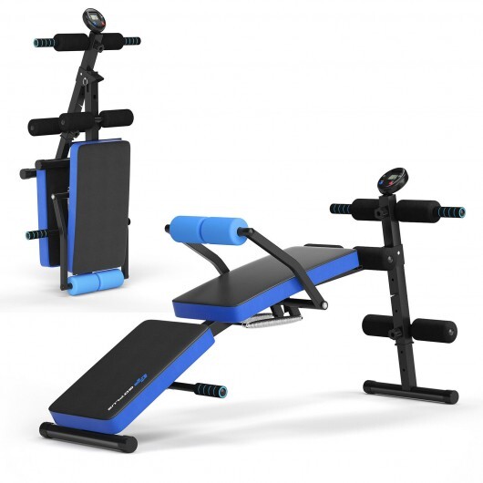 SP37305BL.jpg Adjustable Sit Up Bench with LCD Monitor-Blue - Color: Blue - Image 1