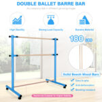 47 Inch Double Ballet Barre with Anti-Slip Footpads-Blue - Color: Blue - Image 5