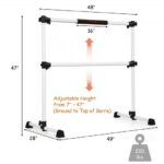 4 Feet Portable Ballet Barre with Adjustable Height-Gray - Color: Gray - Image 4