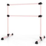 4 Feet Double Ballet Barre Bar with Adjustable Height-Pink - Color: Pink