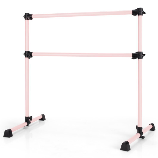 SP37498PI.jpg 4 Feet Double Ballet Barre Bar with Adjustable Height-Pink - Color: Pink - Image 1