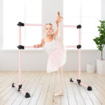 4 Feet Double Ballet Barre Bar with Adjustable Height-Pink - Color: Pink - Image 3