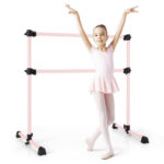 4 Feet Double Ballet Barre Bar with Adjustable Height-Pink - Color: Pink - Image 4