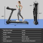 2.25HP Folding Treadmill with Bluetooth Speaker-Black - Image 4