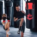 11 Pounds Kids Hanging Punching Bag Set with Punching Gloves-Black - Image 2