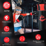 11 Pounds Kids Hanging Punching Bag Set with Punching Gloves-Black - Image 3