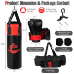 11 Pounds Kids Hanging Punching Bag Set with Punching Gloves-Black - Image 4
