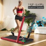 2-in-1 Folding Treadmill with Dual LED Display-Red - Color: Red - Image 2