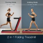 2-in-1 Folding Treadmill with Dual LED Display-Red - Color: Red - Image 3