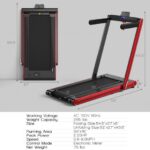 2-in-1 Folding Treadmill with Dual LED Display-Red - Color: Red - Image 4