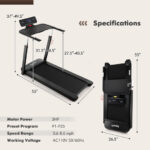 3HP Folding Treadmill with Adjustable Height and APP Control-Black - Image 3