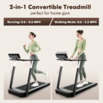 3HP Folding Treadmill with Adjustable Height and APP Control-Black - Image 4