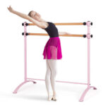 4 Foot Portable  Freestanding Double Ballet Barre-Pink - Color: Pink - Image 4