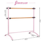 4 Foot Portable  Freestanding Double Ballet Barre-Pink - Color: Pink - Image 5