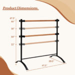 4 Foot Portable  Freestanding Double Ballet Barre-Pink - Image 4